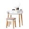 Costway Wooden Vanity Makeup Dressing Table Stool Round w/Drawer